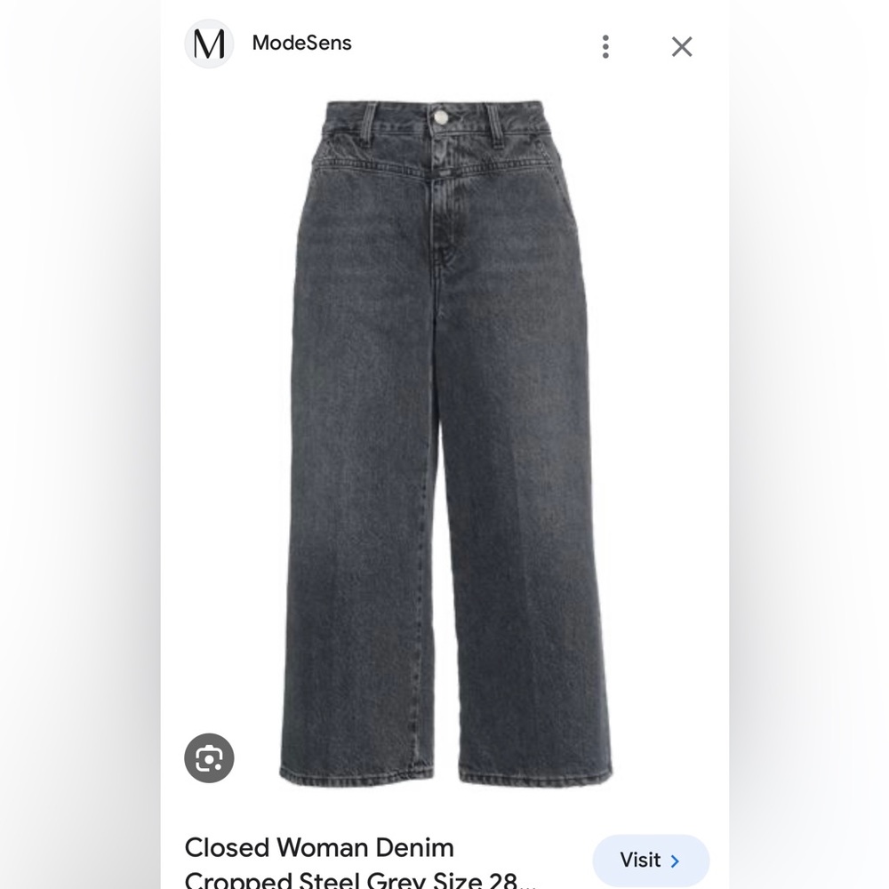 Closed wide leg cropped grey/washed black denim SZ 26